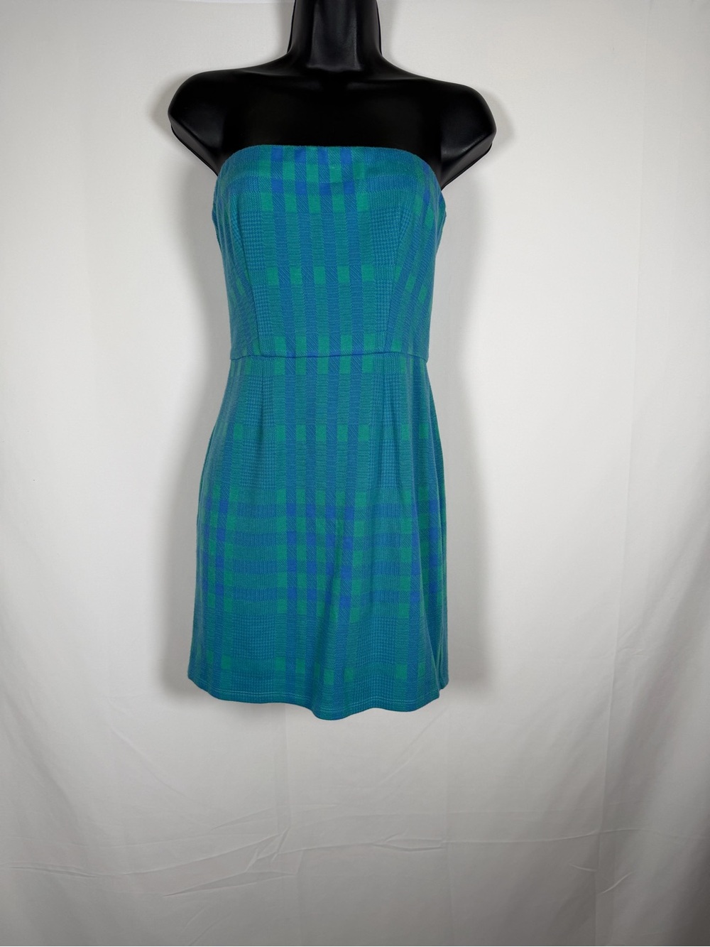 Lovers + Friends Montauk Mini Dress in an Oceanic Teal Blue Plaid- Preppy